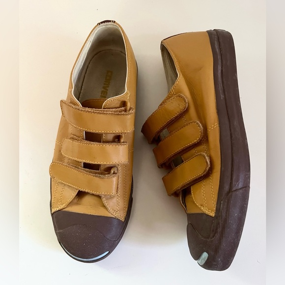 Jack Purcell Converse Leather Sneakers with straps US size 8 Gold Brown - Picture 4 of 15
